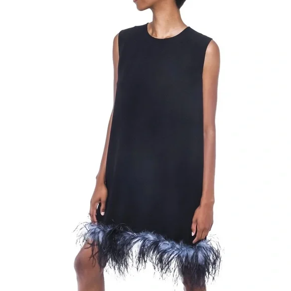 Prada black runway / collector’s feather detail sheath dress - size Small - Picture 2 of 5